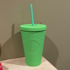 Starbucks Fall 2021 Neon Green 16oz Studded Bling Soft Touch Cold Cup Grande